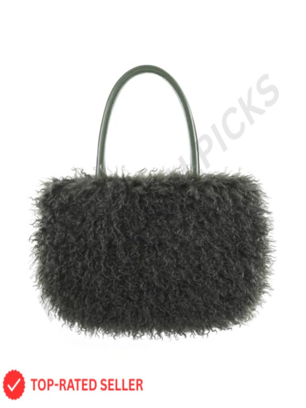 Fuzzy Tote Bag Curly Faux Leather Top Handle Satchel Women's Winter Purse